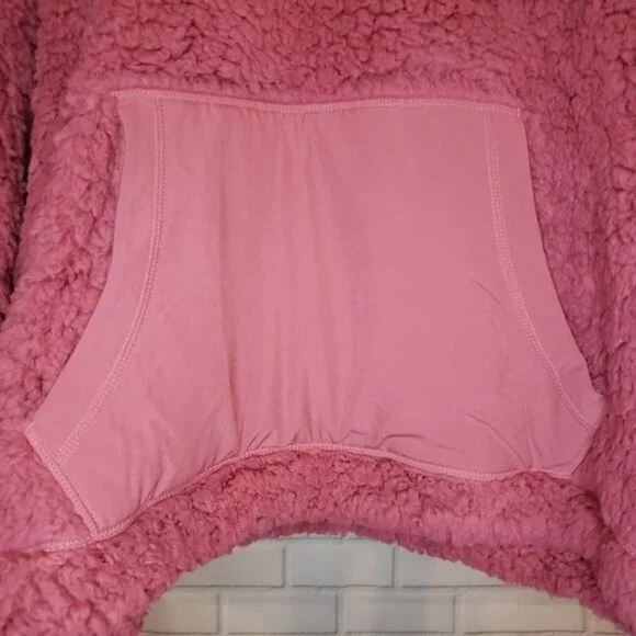NWT Zella pink faux Shearling pullover hoodie Size Large - Picture 4 of 9